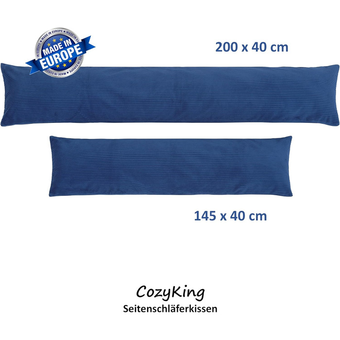 Подушка для сну на боці 200x40 см, кремова, з чохлом, Öko-Tex, 40°C, вагітним та для годування