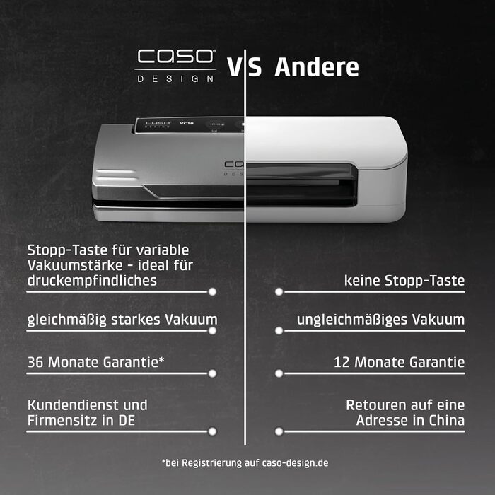 Вакууматор CASO VC 10 Plus Edition з набором аксесуарів, вакуумний пакувальник для продуктів, ширина шва 30 см, помпа 9 л/хв