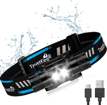 Налобний ліхтар TrustFire H5R, 600 лм, LED, водонепроникний, акумуляторний, для бігу, 5 режимів, з ремінцем
