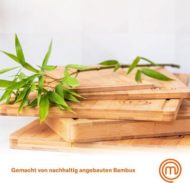 Набір обробних дощок MasterChef з бамбука, 3 штуки, кольорове маркування, 38×27,5 см, 34×23,5 см, 23×15 см, для кухні, підходять для миття в посудомийній машині