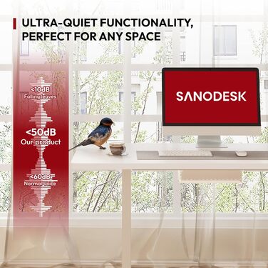 Електричний регульований стіл SANODESK 100x60 см білий з цільною стільницею та 4 пам'яті