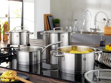 Набір каструль ZWILLING Quadro, 5 предметів, нержавіюча сталь, склокришки, індукційні, без покриття