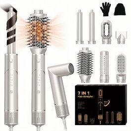 UKLISS Airstyler 5 в 1: Фен-щітка, стайлер для волосся з іонізацією та насадкою для кудрі (Золотий)