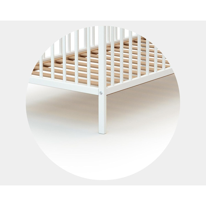 Дитяче ліжко Webaby з натурального буку 60x120 см, збірне, з регульованим дном та бортиками | Від народження | Комфортний сон
