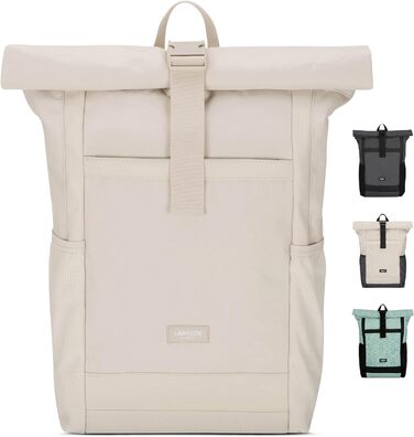 Жіночий рюкзак LARKSON Rolltop бежевий, водостійкий, антивандальний, для ноутбука 16'', школа, університет, велосипед, екологічний