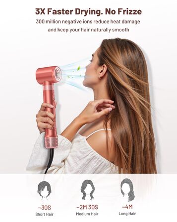 HITTIONA 5-в-1 Airstyler + Фен-щітка для волосся з іонізацією 110 000 об/хв, Автоматичний локон, Без термопошкоджень, Швидке сушіння та об'єм, Професійний стайлер для всіх типів волосся + Чохол для подорожей, Колір: Вишнево-червоний