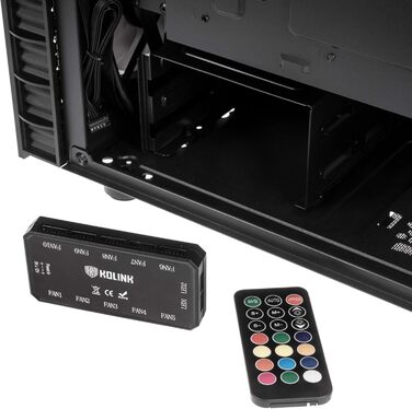 Корпус для ПК KOLINK Observatory Lite Mesh ATX з RGB підсвіткою, геймерський Midi Tower з загартованим склом і вентиляторами