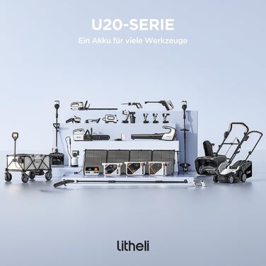 Акумуляторний газонокосарка Litheli 20V, ширина косіння 33 см, до 200 м², об'єм кошика 30 л, висота косіння 25-65 мм, з акумулятором 4.0 Ah