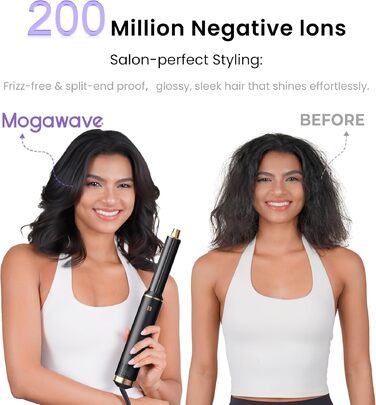 Mogawave Airstyler 5-в-1 Pro 1000W: Фен-щітка, стайлер для волосся з іонізацією (чорний)