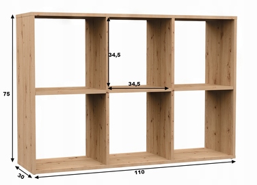 Стелаж TopEshop 110 x 75 x 30 см, дуб артизан