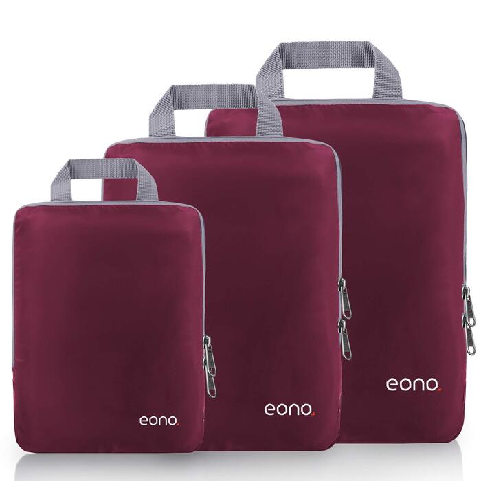 Набір компресійних органайзерів для одягу в подорожі Eono by Amazon, 4 предмети, темно-синій — компресійні куби для пакування в валізу та рюкзак