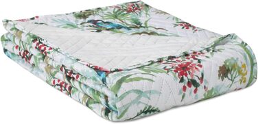 Покривало AmeliaHome 260x280 см, двостороннє, легке у догляді, стьобане, з рослинним і пташиним візерунком, багатобарвне, Kingsfisher