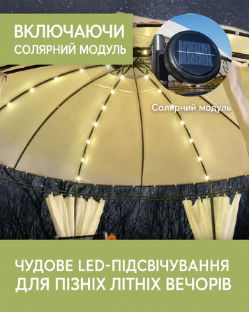 Розкішний садовий павільйон Swing & Harmonie з LED підсвічуванням, водовідштовхувальний, міцний тент для вечірок, антрацит