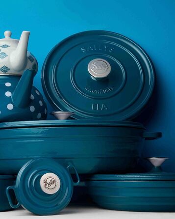 Чавунний казан Sallys 'Ela' Deluxe, преміум якість, міцний, для ідеального приготування, колір петрол