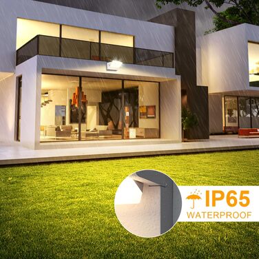 Набір LED стінових світильників ledmo 60W (4 шт), 360° панель, 5000 Лм, IP65 водонепроникні, тепле біле світло 3000K для вулиці та дому