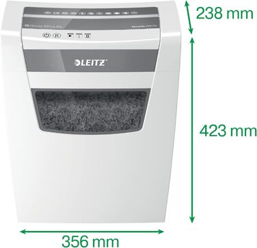 Шредер Leitz IQ Home Office для офісу та дому, 10 аркушів, 23 літри, білий