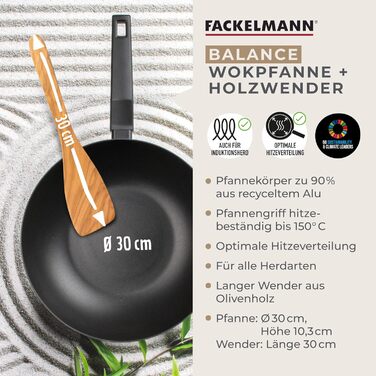 Сковорода Fackelmann Balance 24 см, антипригарна, з 90% переробленого алюмінію, ергономічна ручка, для індукційних плит