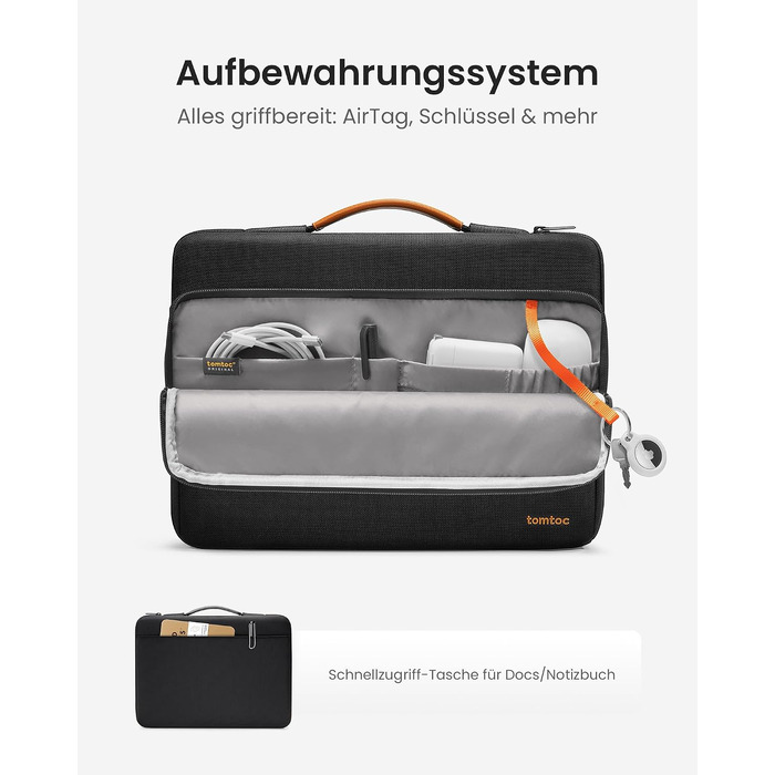 Сумка для ноутбука tomtoc 360° Business для MacBook Air 13 M5 та MacBook Pro 13, захисний чохол чорного кольору