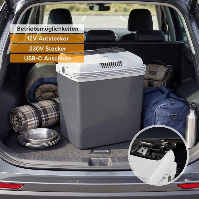Автомобільний холодильник First Austria Thermoelektrische Kühlbox 32л 230V/12V USB-C PD 3.0 Сірий для авто та кемпінгу