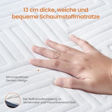 Розкладне ліжко для дорослих 90x200 см з матрацом Memory Foam (13 см), посилений металевий каркас, витримує до 250 кг