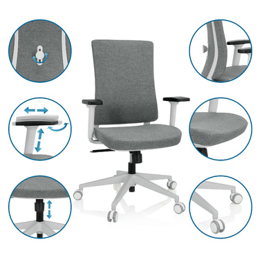Офісне крісло COMFIO WP з тканини сірого кольору hjh OFFICE