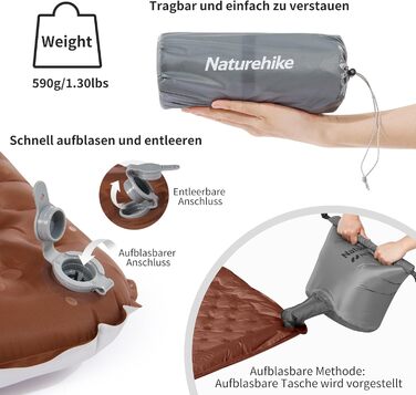 Самонадувний кемпінговий килимок Naturehike Thermal 5.8 R-Value, ультралегкий całрічний туристичний мат для сну, вологостійкий, з сумкою для повітря