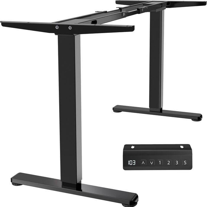 Електричний підйомний стіл-каркас VIVO DESK-E-200B з подвійним двигуном, регулювання висоти з пам'яттю, вантажопідйомність 100 кг, для стільниць до 216x109 см, чорний