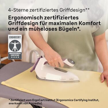 Парова система прасування Braun CareStyle 5 IS5247VI з технологією FreeGlide 3D, 2400 Вт, вертикальне прасування, резервуар 2 л, фіолетовий