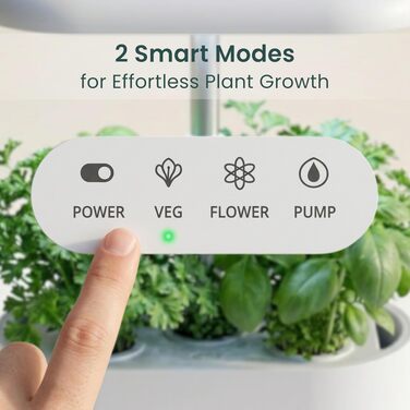 Nouri Smart Garden 12 Pod: Гідропонна система для вирощування томатів та трав вдома з LED-підсвіткою та додатком