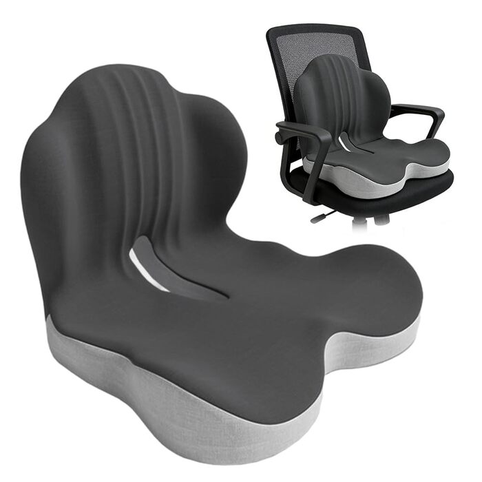 Ортопедична подушка на сидіння зі спинкою з ефектом пам'яті (Memory Foam) для попереку та копчика, під supports для офісного крісла та авто