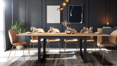 Розсувний обідній стіл NEWROOM Vincent.eleven 200-240x90 см, антрацит, дика дубова плита, вінтажний індустріальний стиль