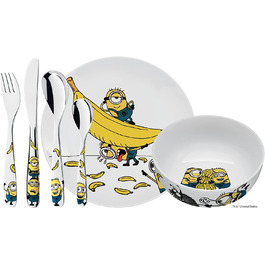 Набір дитячого посуду Minions WMF Cromargan, 6 предметів, з нержавіючої сталі, від 3 років, без гравію, придатний для миття в посудомийній машині