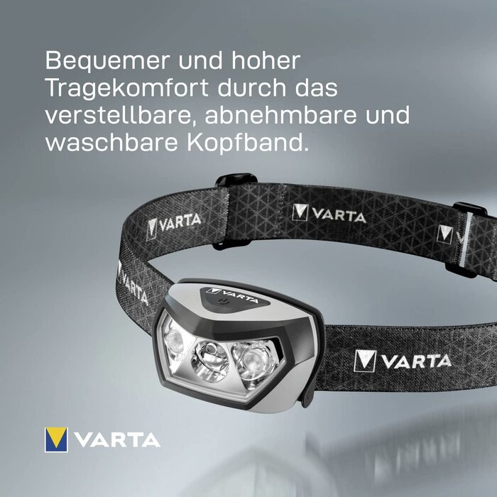 VARTA налобний ліхтар LED, акумуляторний, водонепроникний, бездротова зарядка, регульований кут, диммування, для кемпінгу, бігу, туризму