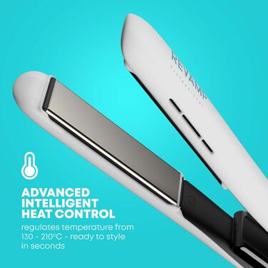 Керамічний випрямляч для волосся Revamp Progloss Ion Shine з іонною технологією, інфрачервоним нагрівом, збагачений кератином, аргановою та кокосовою олією, регулювання температури, білий