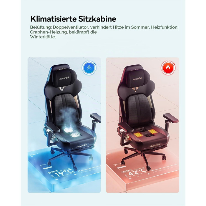 Ігрове крісло AutoFull M6 Ultra 2.0 з функцією масажу, чорне