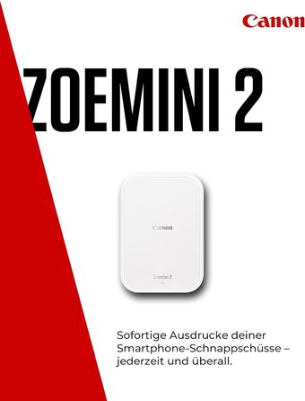 Canon Zoemini 2 Perlweiß: Міні-фотопринтер для смартфонів та планшетів | Модель для подорожей | Комплект друку