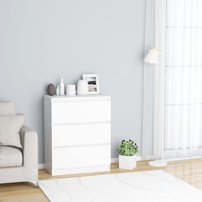 Комод vidaXL з 3 шухлядами, білий 60x35x76 см, деревостружковий, для вітальні, містка шафа для зберігання