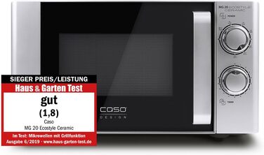 Мікрохвильова піч з грилем CASO MG 20 Ecostyle Ceramic, 20 л, керамічне дно, двоярусне приготування, сучасний дизайн