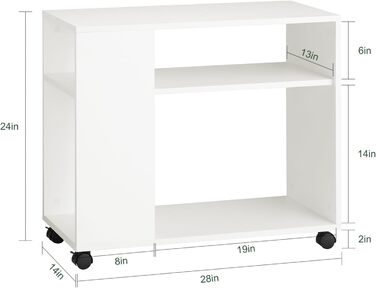 Журнальний столик з газетницею SoBuy FBT34-W, білий, на колесах, 70x60x35 см – приліжковий столик, новий