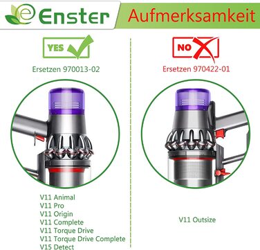 Фільтр для пилососа Dyson V11, 3 шт., миючий, змінний, сумісний з SV14 Animal, Drehmomentantrieb, Komplett, заміна DY-970013-02