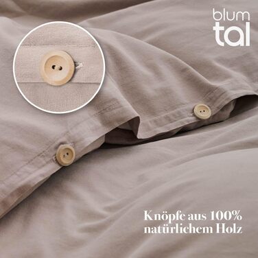 Комплект постільної білизни Blumtal Stone Washed з льоноподібної бавовни, 4 предмети (2 підковдри 135x200 см, 2 наволочки 80x80 см), колір Taupe, сертифікат Oeko-TEX
