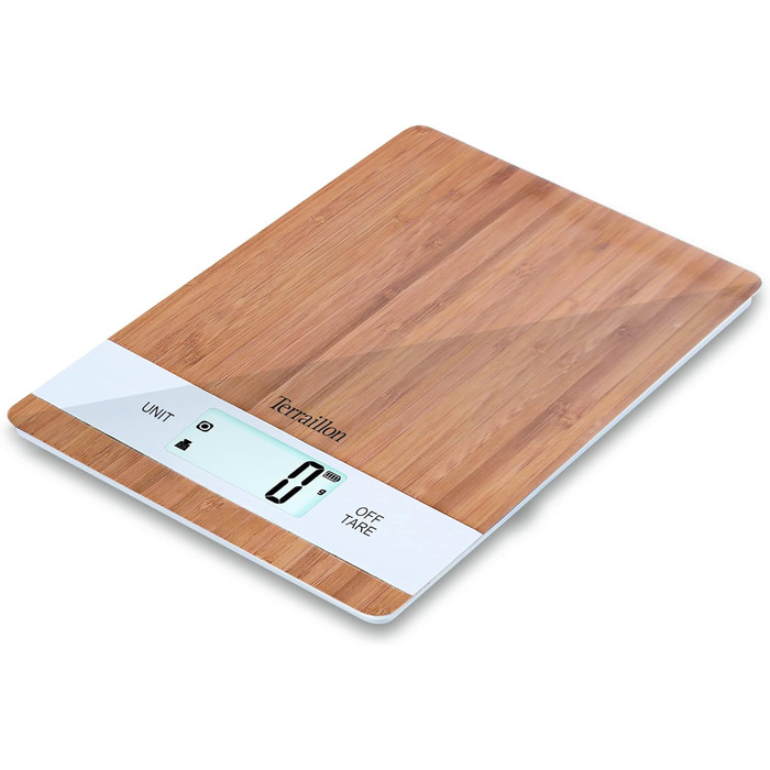 Кухонні ваги TERRAILLON Bamboo з USB-зарядкою, функція Tara, перетворення об'єму, 5 кг, бамбук