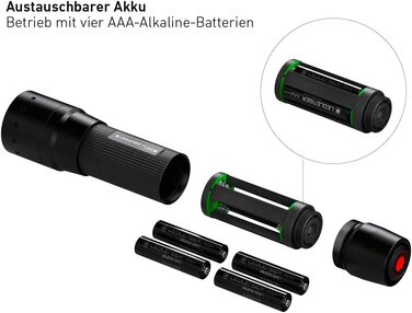 Ліхтарик Ledlenser P7 Core універсальний, LED, 450 люмен, фокусування, дальність 300 м, на батарейках AAA, три режими яскравості