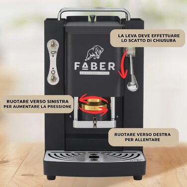 Кавомашина Faber Deluxe 3.0 ESE 44мм з електроклапаном, чорний/хром