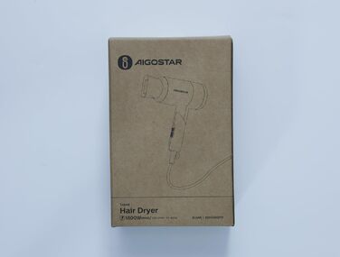 Фен для волосся Aigostar 1800 Вт, дорожній, складана ручка, 3 температури, 2 швидкості, захист від перегріву, сірий
