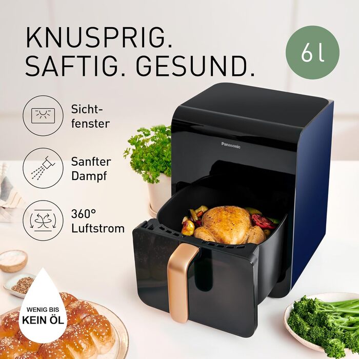 Фритюрниця повітряна Panasonic NF-CC500SXE 6 л, сіра, з вікном, 80-200°C, 11 програм, LCD-дисплей, ETM Award 2024