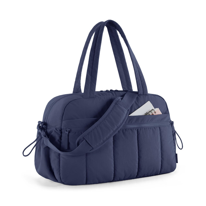 Спортивна сумка-вікенд BAGMART Puffer на 24л для жінок та мам, містка сумка для подорожей та речей дитини (Темно-синя, S)