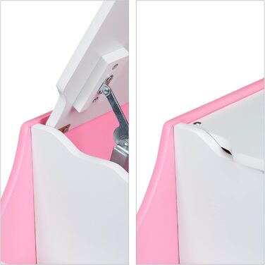 Скриня для іграшок Relaxdays Schwanenherz, з кришкою та відсіками для книг, 46x84x42,5 см, ігрова коробка, рожево-біла