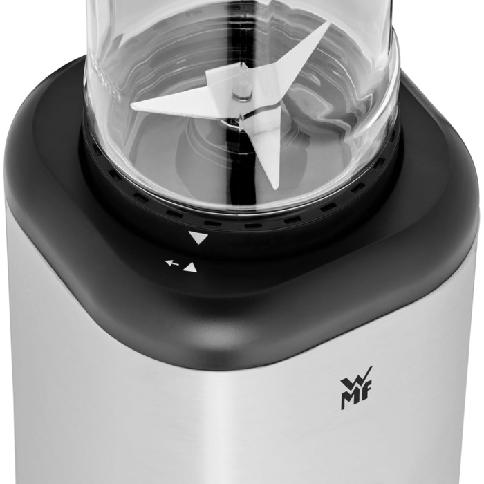 Електричний блендер WMF Kult X Mix & Go Mini - шейкер для смузі, 300 Вт, Tritan, 600 мл, срільно-чорний