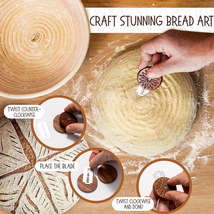 Набір для випічки закваски Superbaking: корзини Banneton (2 шт.) круглі (23 см) та овальні (25.4 см), стартер для закваски